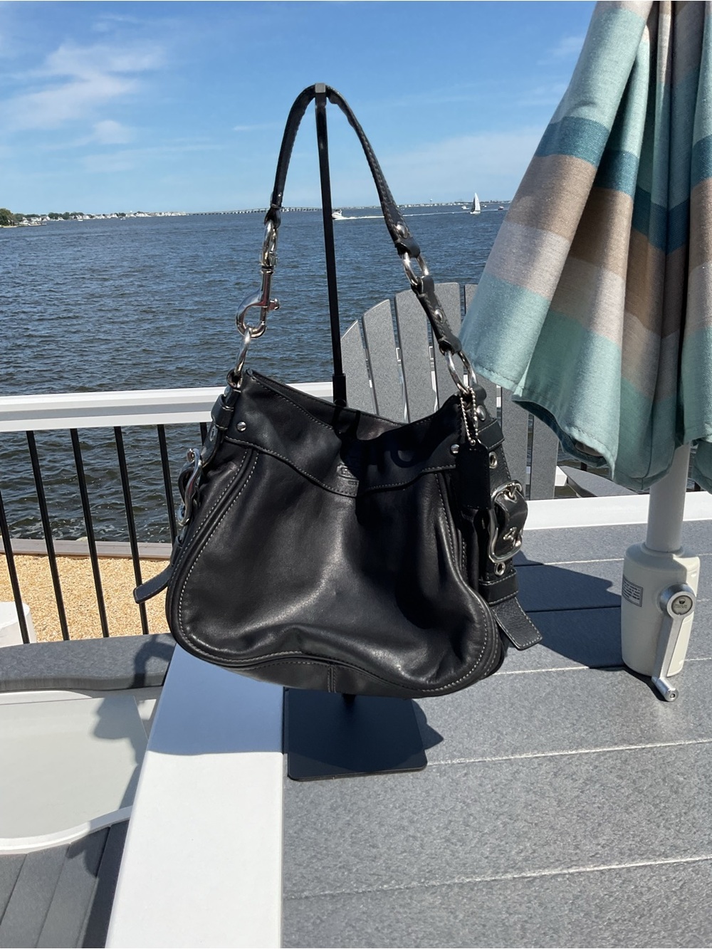 Coach| Black Leather Shoulder Bag| Silver Hardware